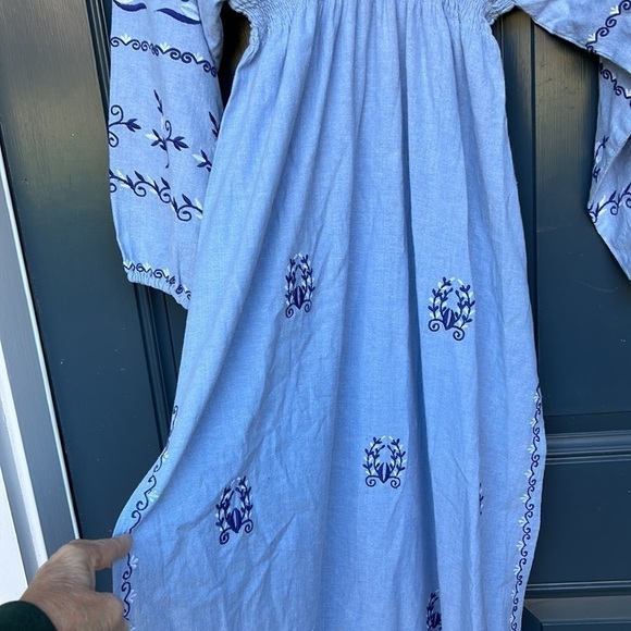 Misa Los Angeles Chantal Embroidered Cotton Chambray India Maxi Dress Small - Picture 7 of 16
